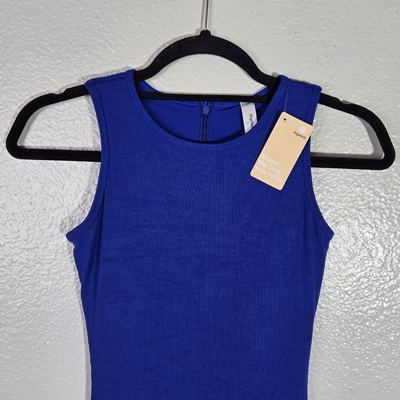Popilush Built-In Shapewear Crew Neck Sleeveless Midi Lounge Dress Blue Size S - Picture 4 of 15
